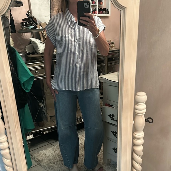 Rails blue striped daisy embroidered top - Picture 5 of 13